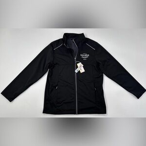 Hard Rock Cafe Biloxi Tech Jacket Mens Medium Black Performance Stretch Zip NEW